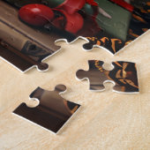 スカイテリア犬とクリスマスプレゼント暖炉 ジグソーパズル (側面)