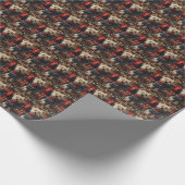 スカイテリア犬とクリスマスプレゼント暖炉 ラッピングペーパー (角)