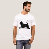 スカイテリア犬 ハロウィン 月 シルエット クラス Tシャツ (正面フル)
