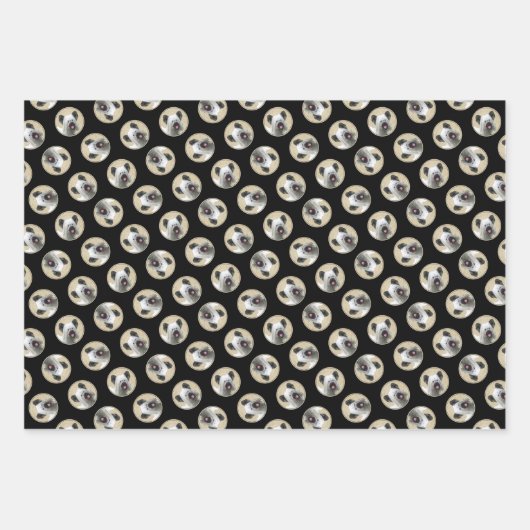 スカイテリア絵を描ーのシルバーグレーオリジナルドッグアート ラッピングペーパーシート (正面3)