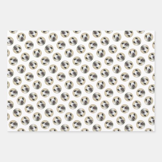 スカイテリア絵を描ーのシルバーグレーオリジナルドッグアート ラッピングペーパーシート (正面2)