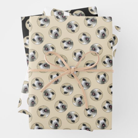 スカイテリア絵を描ーのシルバーグレーオリジナルドッグアート ラッピングペーパーシート (インサイチュ)