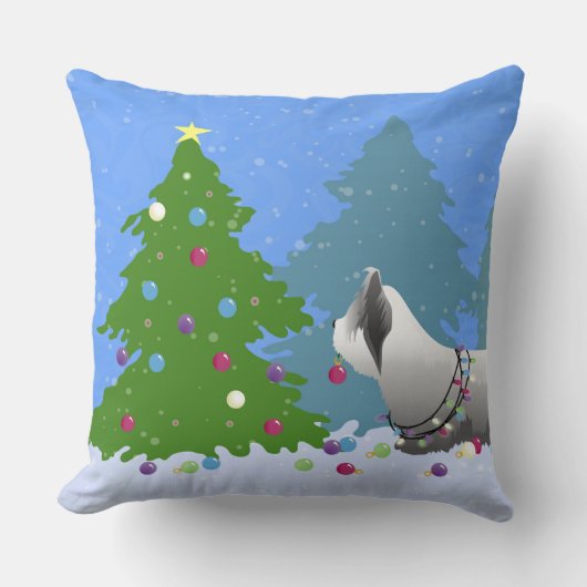 スカイテリア飾ーのクリスマスツリー – 森 クッション (正面)
