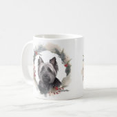 スカイテリア クリスマスリース クリスマスの犬 コーヒーマグカップ (正面左)