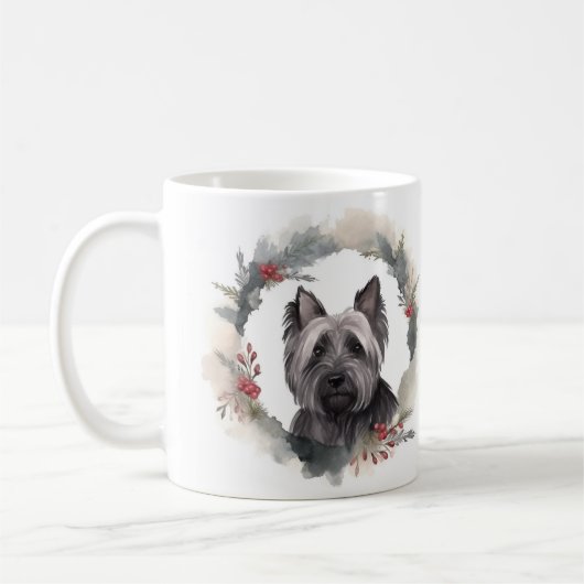 スカイテリア クリスマスリース クリスマスの犬 コーヒーマグカップ (左)