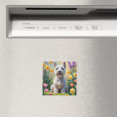 スカイテリア 犬 春の花 絵画 マグネット (インサイチュ (食洗機))