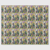 スカイテリア 犬 春の花 絵画 ラッピングペーパー (フラット)