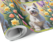 スカイテリア 犬 春の花 絵画 ラッピングペーパー (ロールコーナー)