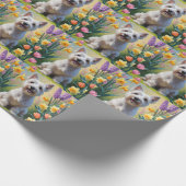 スカイテリア 犬 春の花 絵画 ラッピングペーパー (角)