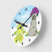 スカイドラゴンキッドパーソナライズされた ラウンド壁時計 (傾斜)
