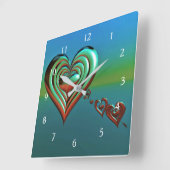 スカイハイハート スクエア壁時計 (傾斜)