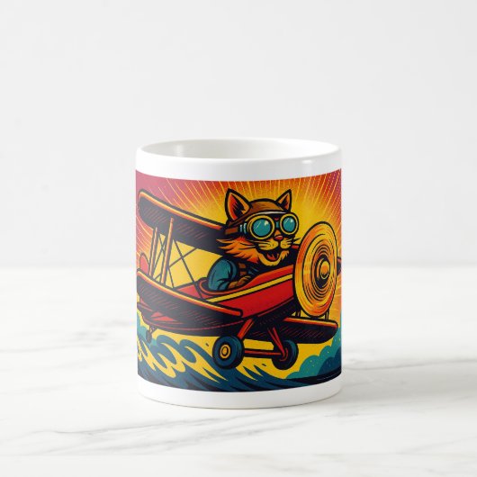 スカイバインドのキャットアビエーター コーヒーマグカップ (中央)