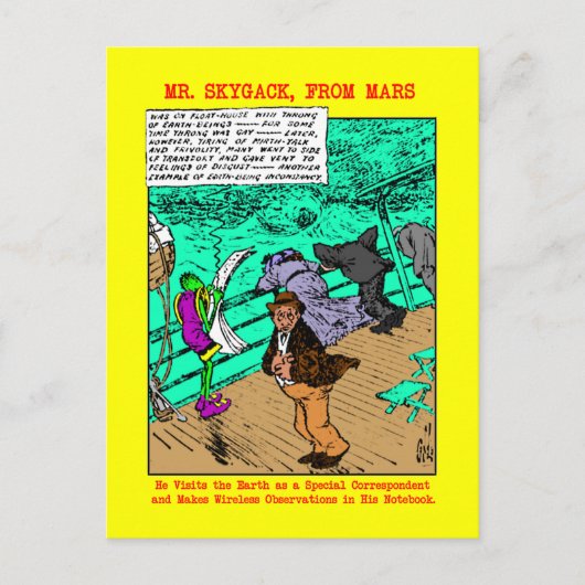 スカイバック氏は船酔いを観察する ポストカード (正面)