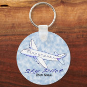 スカイパイロットブルー飛行機 キーホルダー (正面)