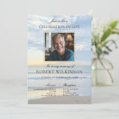 スカイビーチお祝いの人生の葬儀の写真 招待状 (スタンド正面)