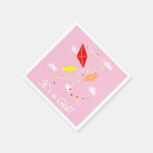 スカイピンクの凧ガールベビーシャワーパーティー スタンダードカクテルナプキン (角)