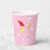 スカイピンクの凧ガールベビーシャワー 紙コップ (裏面)