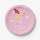 スカイピンクガールベビーシャワーパーティー ペーパープレート (正面)