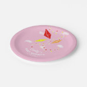 スカイピンクガールベビーシャワーパーティー ペーパープレート (アングル)
