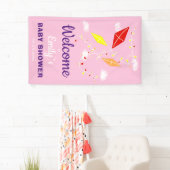 スカイピンクガールベビーシャワーパーティー 横断幕 (インサイチュ)