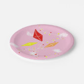 スカイピンクベビーガールシャワーパーティー ペーパープレート (アングル)