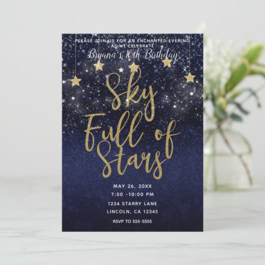 スカイフルオブスターズスターリーナイト金ゴールドブルーパーティー 招待状 (スタンド正面)