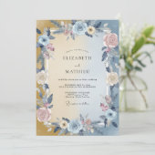 スカイブラッシュピンクの芍薬の結婚式 招待状 (スタンド正面)