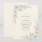 スカイブラッシュピーチポエニーの結婚式 招待状 (正面/裏面)