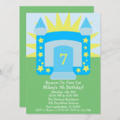 スカイブルーが月に跳ね返る誕生日パーティーで跳ね返る 招待状 (正面/裏面)