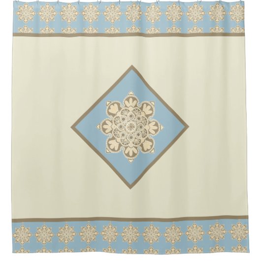 スカイブルーとクリームシャワーカーテン シャワーカーテン (正面)