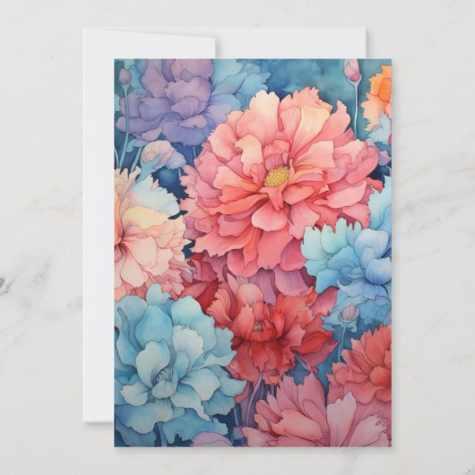 スカイブルーとコーラルフローラ結婚ズ 招待状 (裏面)