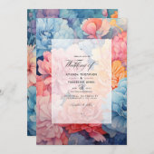 スカイブルーとコーラルフローラ結婚ズ 招待状 (正面/裏面)