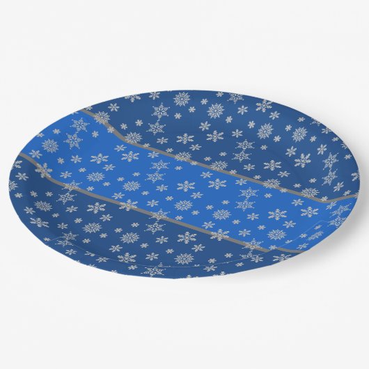スカイブルーとスノーフレーク ペーパープレート (アングル)