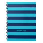 スカイブルーとネイビストライプーの名前 ノートブック (正面)