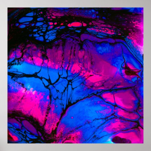 スカイブルーとピンクのアクリルのポアアート ポスター (正面)