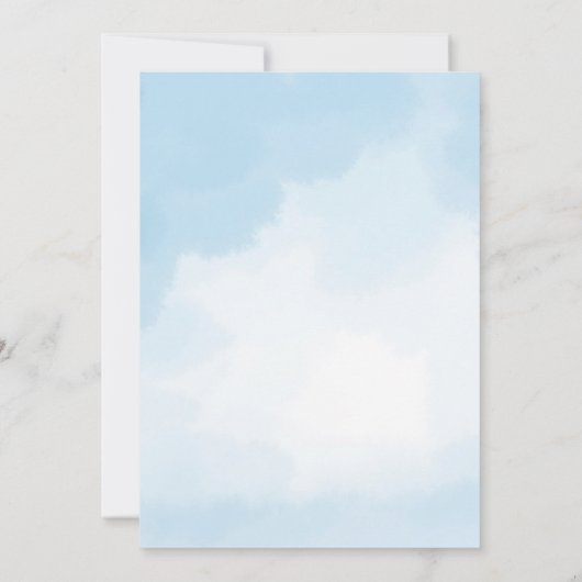 スカイブルーとフレーム付きベビー超音波写真 案内状 (裏面)