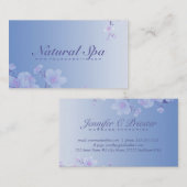 スカイブルーとホワイトさくらんぼブロッサムナチュラルスパ 名刺 (正面/裏面)