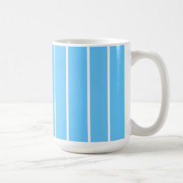 スカイブルーとホワイトの夏らしいストライプ コーヒーマグカップ