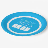 スカイブルーとホワイトスクールカラー卒業 ペーパープレート (アングル)