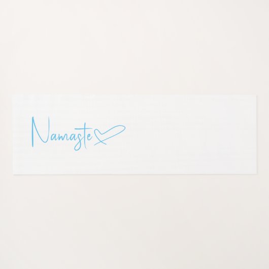 スカイブルーとホワイトナマステスクリプトハートリバーシブル ヨガマット (裏面(横))