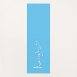 スカイブルーとホワイトナマステスクリプトハートリバーシブル ヨガマット