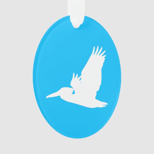 スカイブルーとホワイトペリ飛んでいるカン オーナメント (正面)