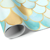 スカイブルーと金ゴールドマーメイドはかりで測 ラッピングペーパー (ロールコーナー)