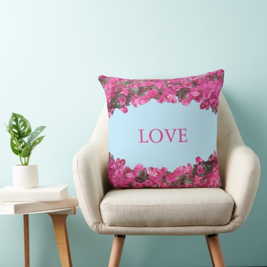 スカイブルーにエレガントトロピカルフラワーズオンザカイブルー クッション (椅子)