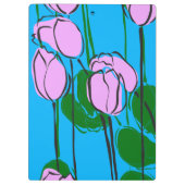 スカイブルーにピンクのチューリップを手描き クリップボード (裏面)