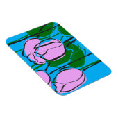 スカイブルーにピンクのチューリップを手描き マグネット (右側)