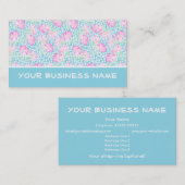 スカイブルーにピンクのバラと白の蝶 名刺 (正面/裏面)