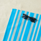 スカイブルーに灰色のストライプ灰色の緑の線 ビーチタオル (インサイチュ)