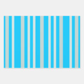 スカイブルーに灰色のストライプ灰色の緑の線 ラッピングペーパーシート (正面2)