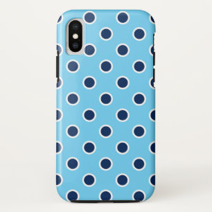 スカイブルーのおもしろい海軍水玉模様 iPhone X ケース